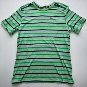 Nike Running Green Striped Men's Large Dri-Fit T-shirt